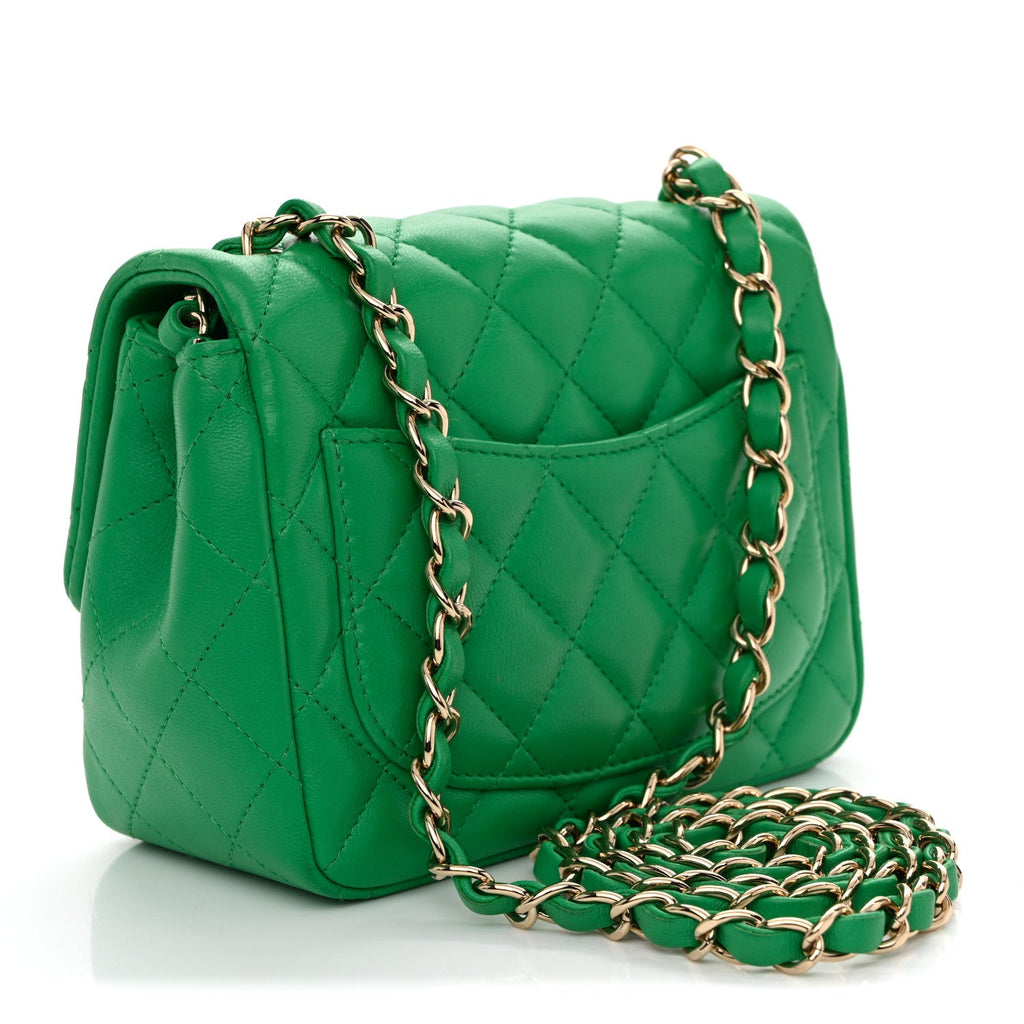 Chanel Lambskin Quilted Mini Square Flap Green