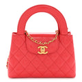 Chanel Shiny Aged Calfskin Quilted Nano Kelly Shopper Red