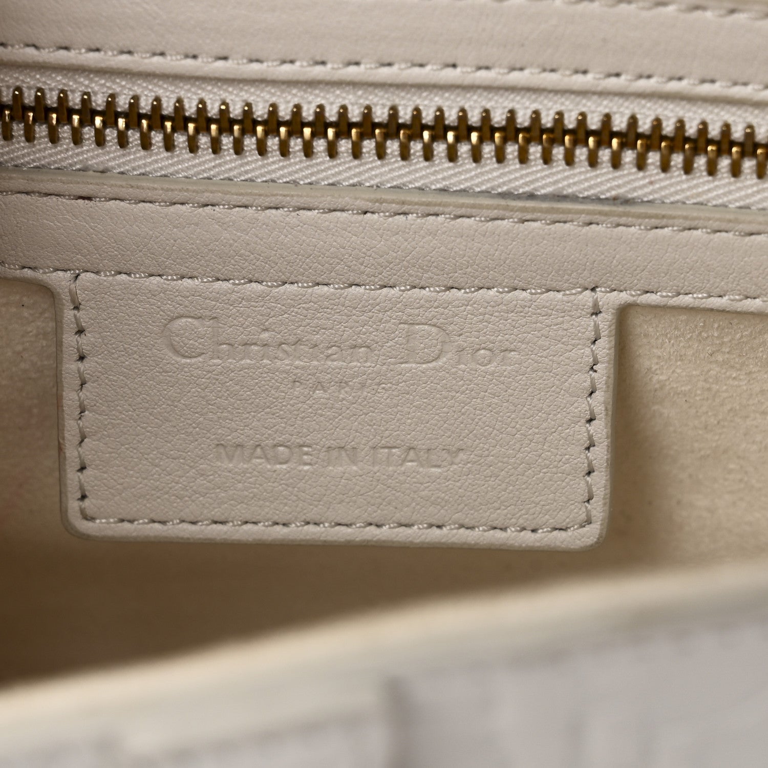 Christian Dior Calfskin Embossed Oblique Saddle Bag White