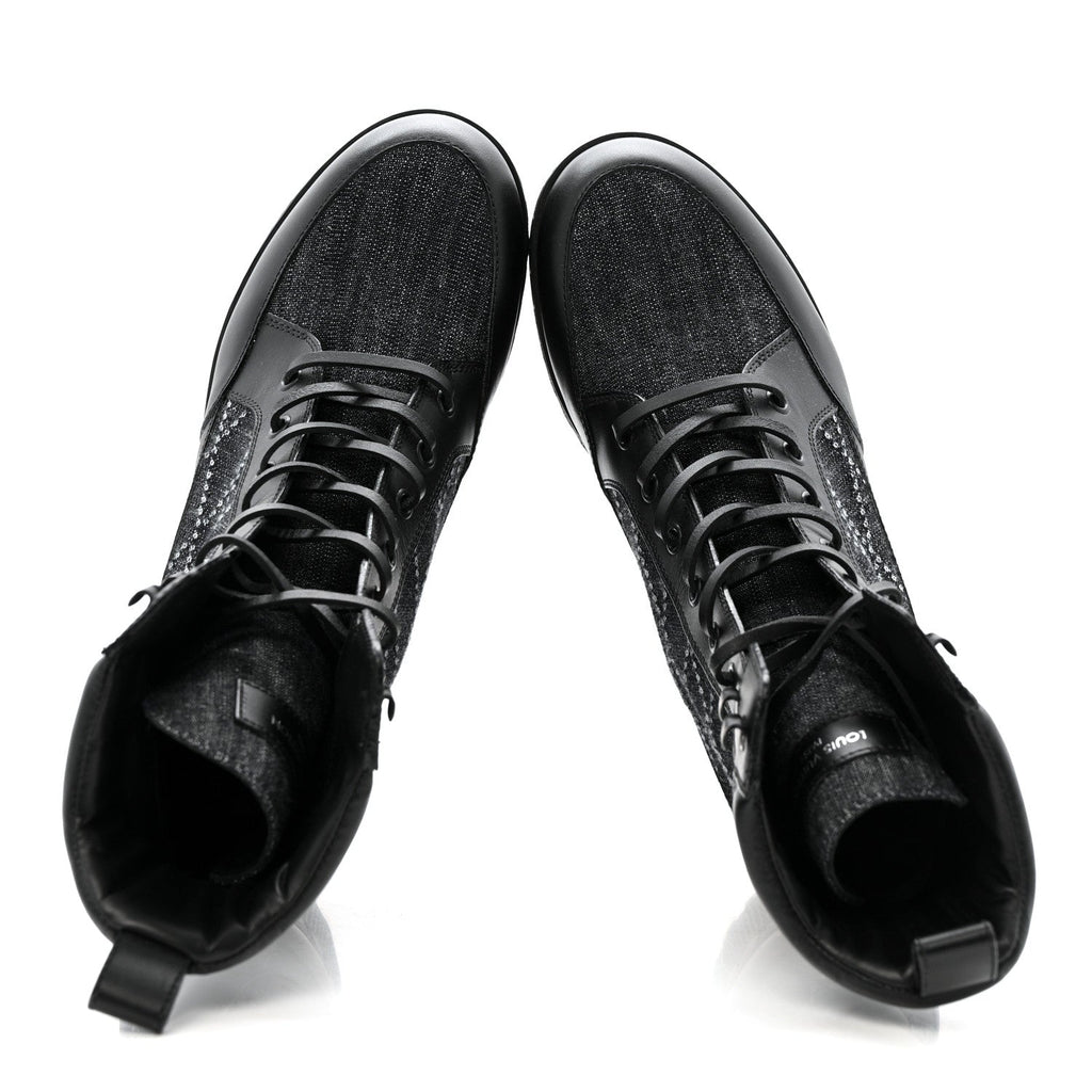 Louis Vuitton Denim Malletage Laureate Platform Desert Boots 39 Dark Blue