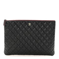 Caviar Quilted Large Cosmetic Case Black