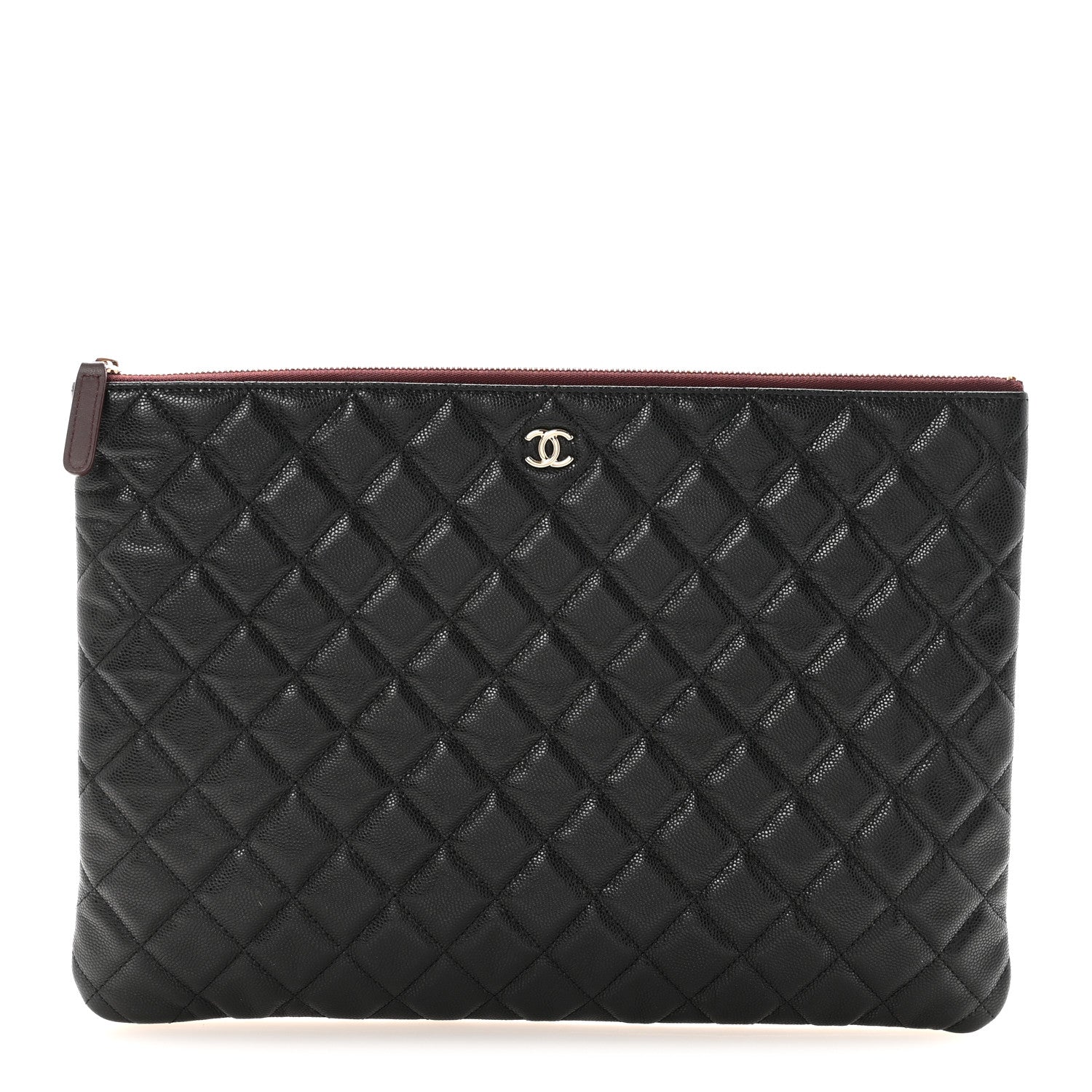 Caviar Quilted Large Cosmetic Case Black