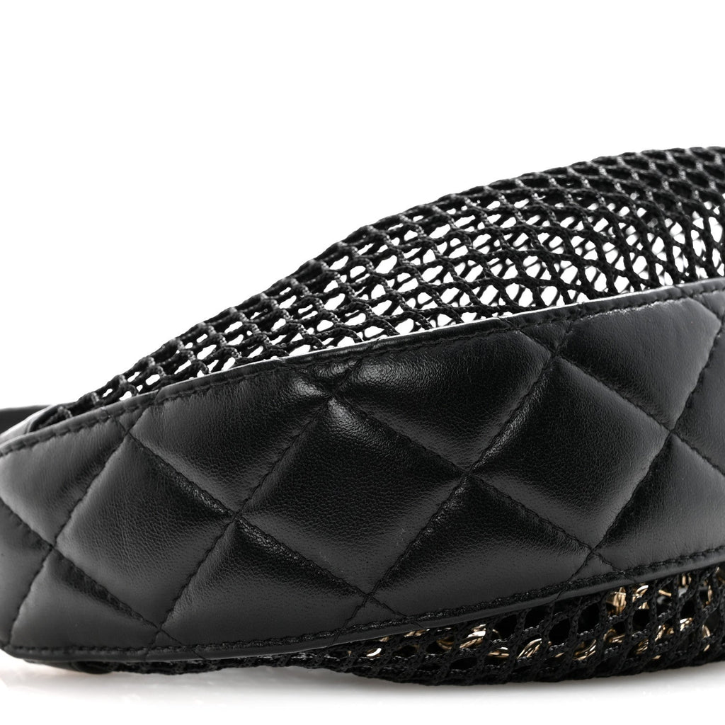 Chanel Mesh Shiny Lambskin Chain Hobo Black