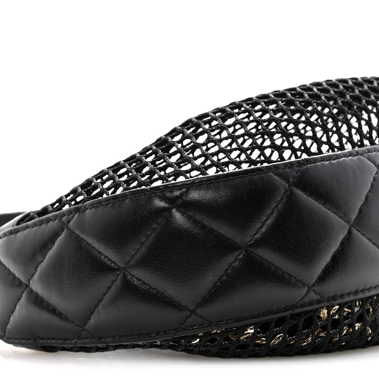 Chanel Mesh Shiny Lambskin Chain Hobo Black