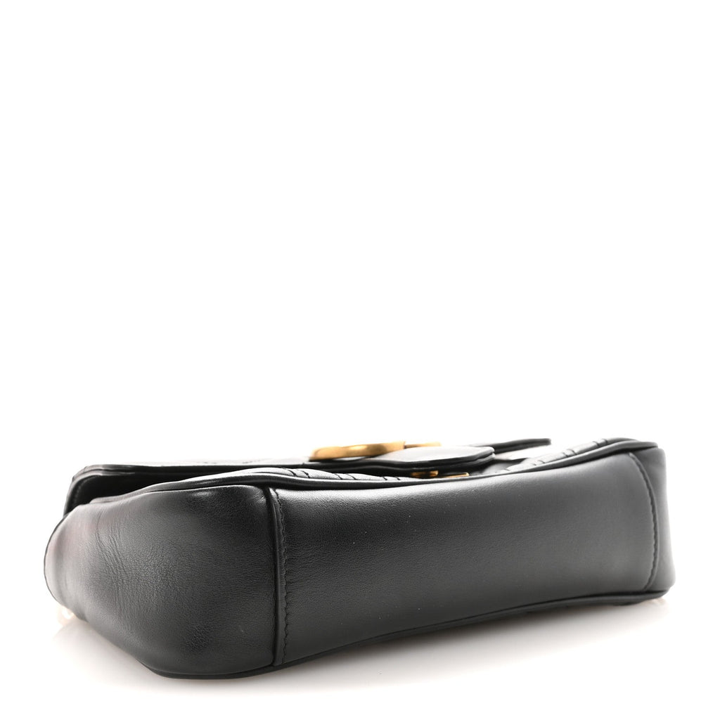 Gucci Calfskin Matelasse Mini GG Marmont Shoulder Bag Black