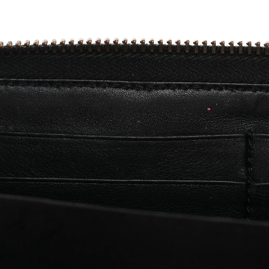 Gucci Calfskin Matelasse GucciGhost GG Marmont Zip Around Wallet Black New Acquamarine