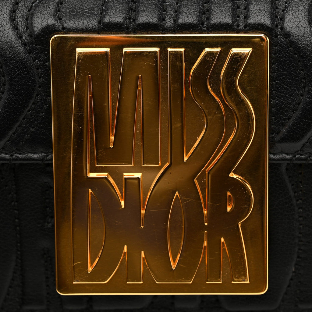 Christian Dior Calfskin Quilted All Over Miss Dior Flap Black