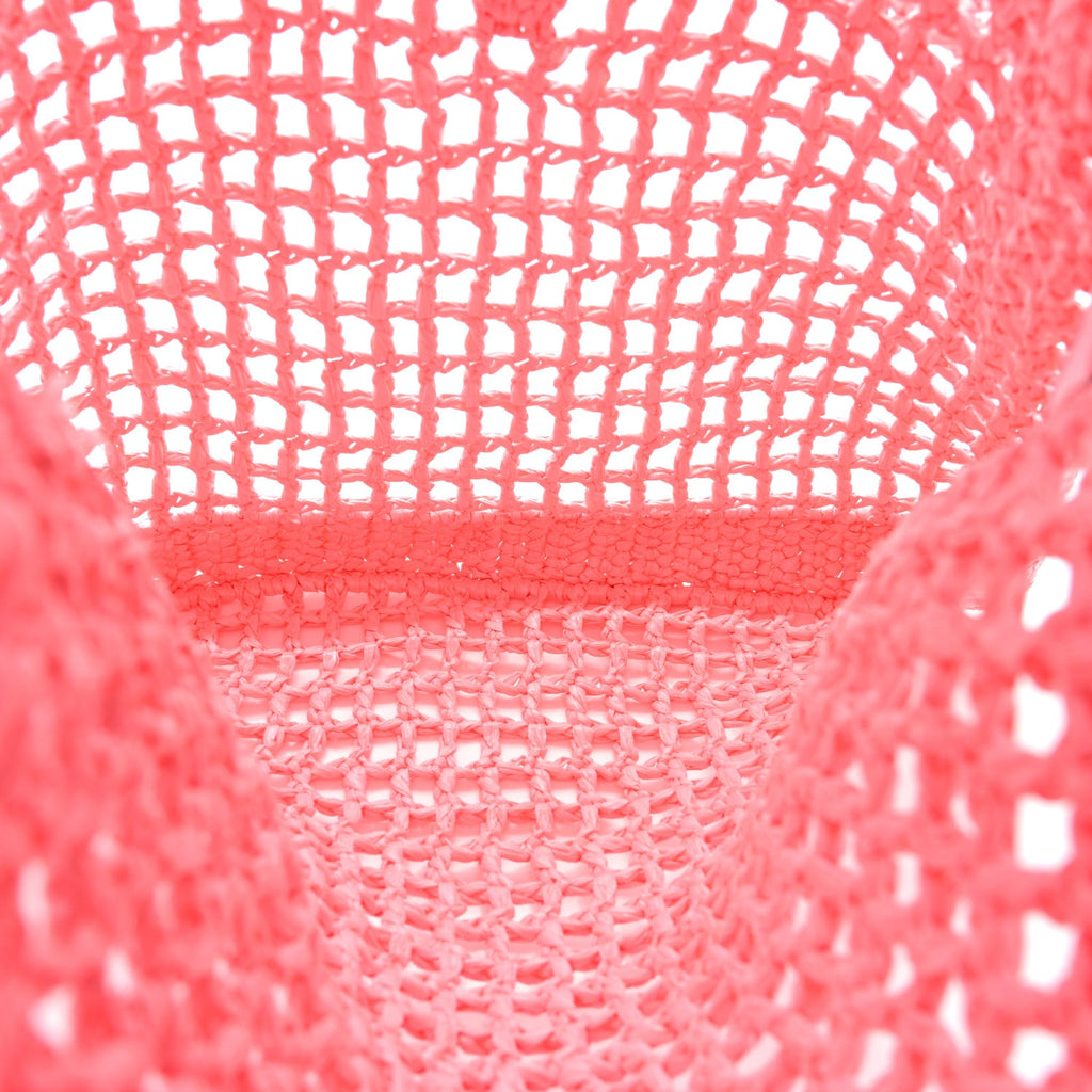Prada Yarn Raffia Effect Crochet Logo Embroidered Tote Bag Petalo
