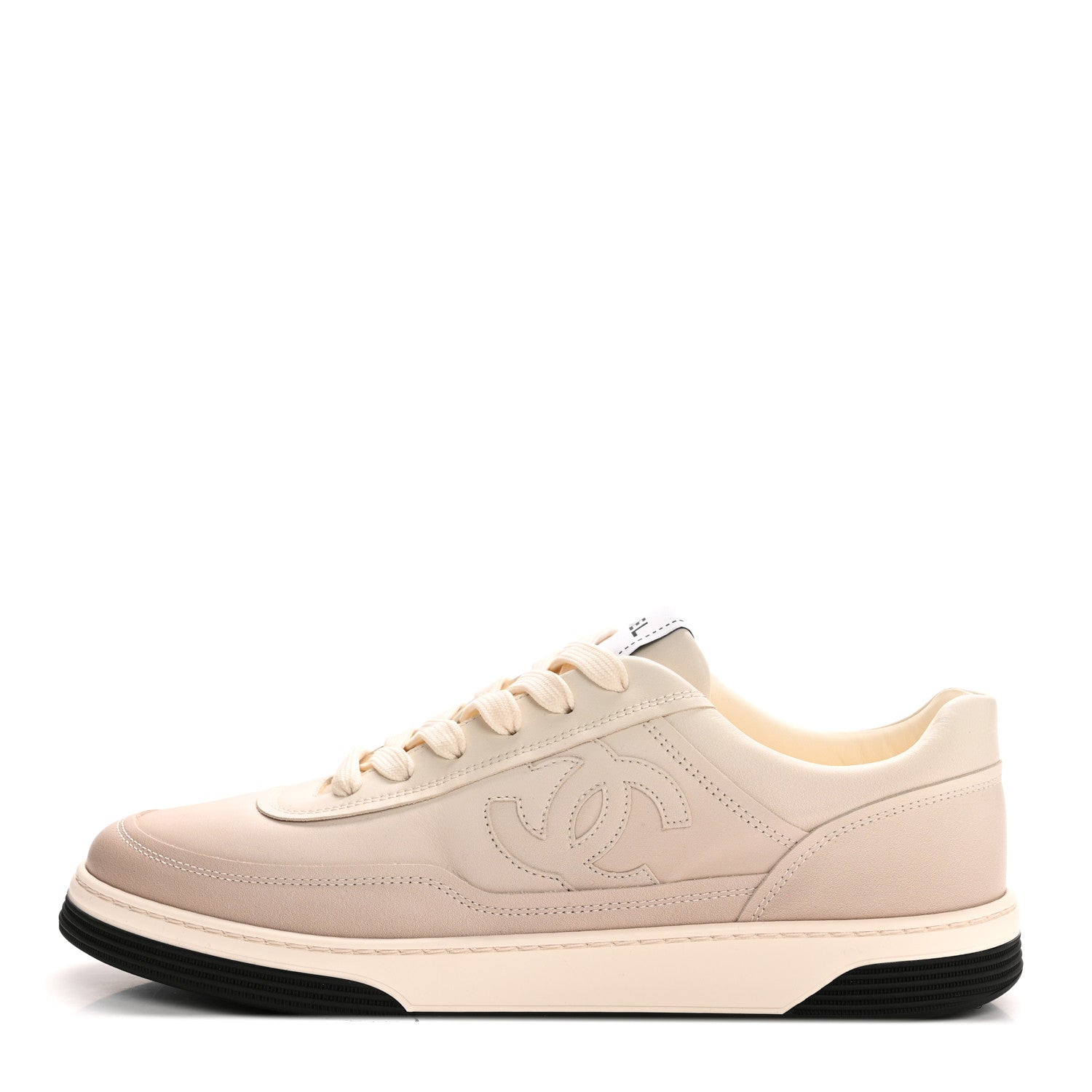 Printed Calfskin Womens CC Logo Sneakers 40 Beige