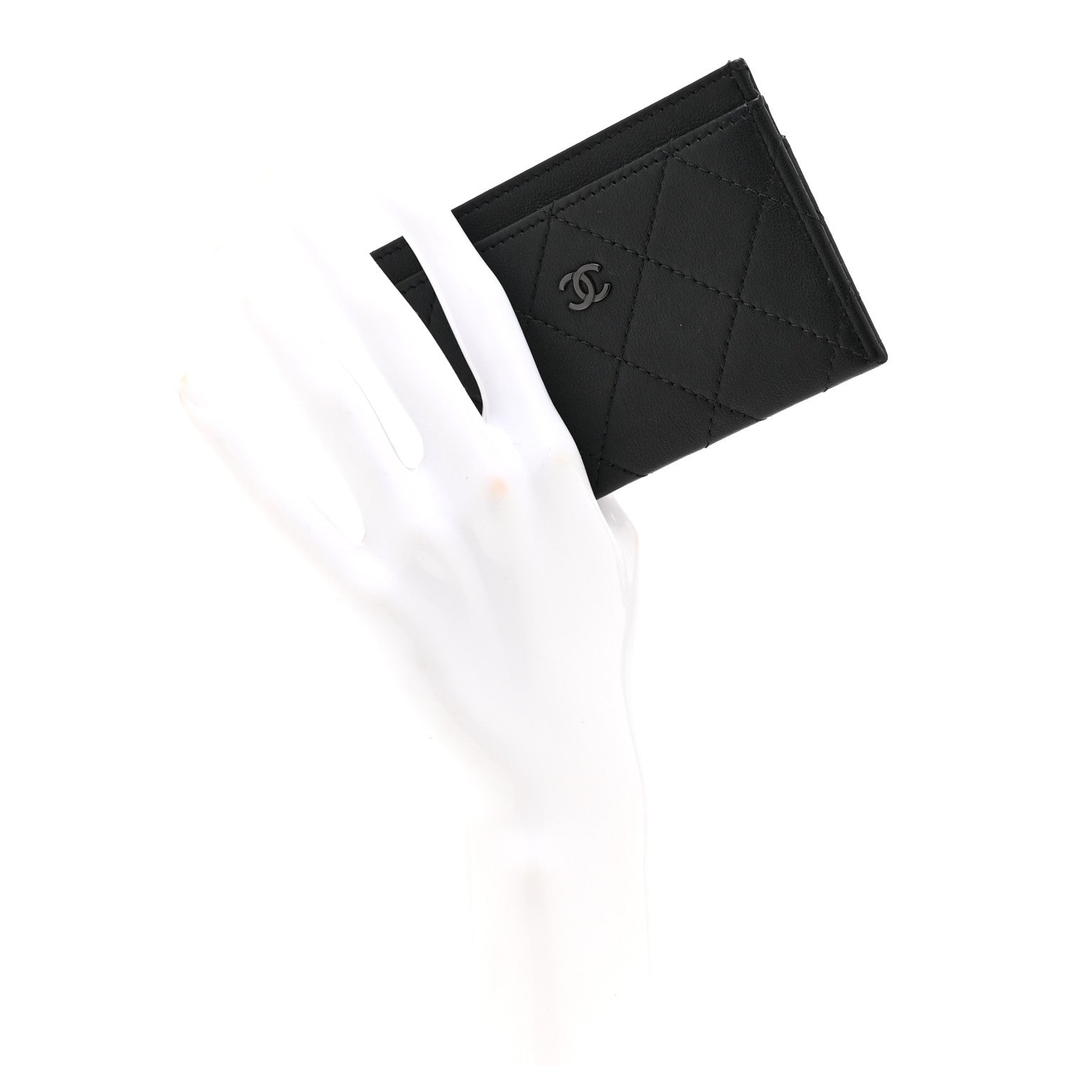 Calfskin Quilted Card Holder So Black