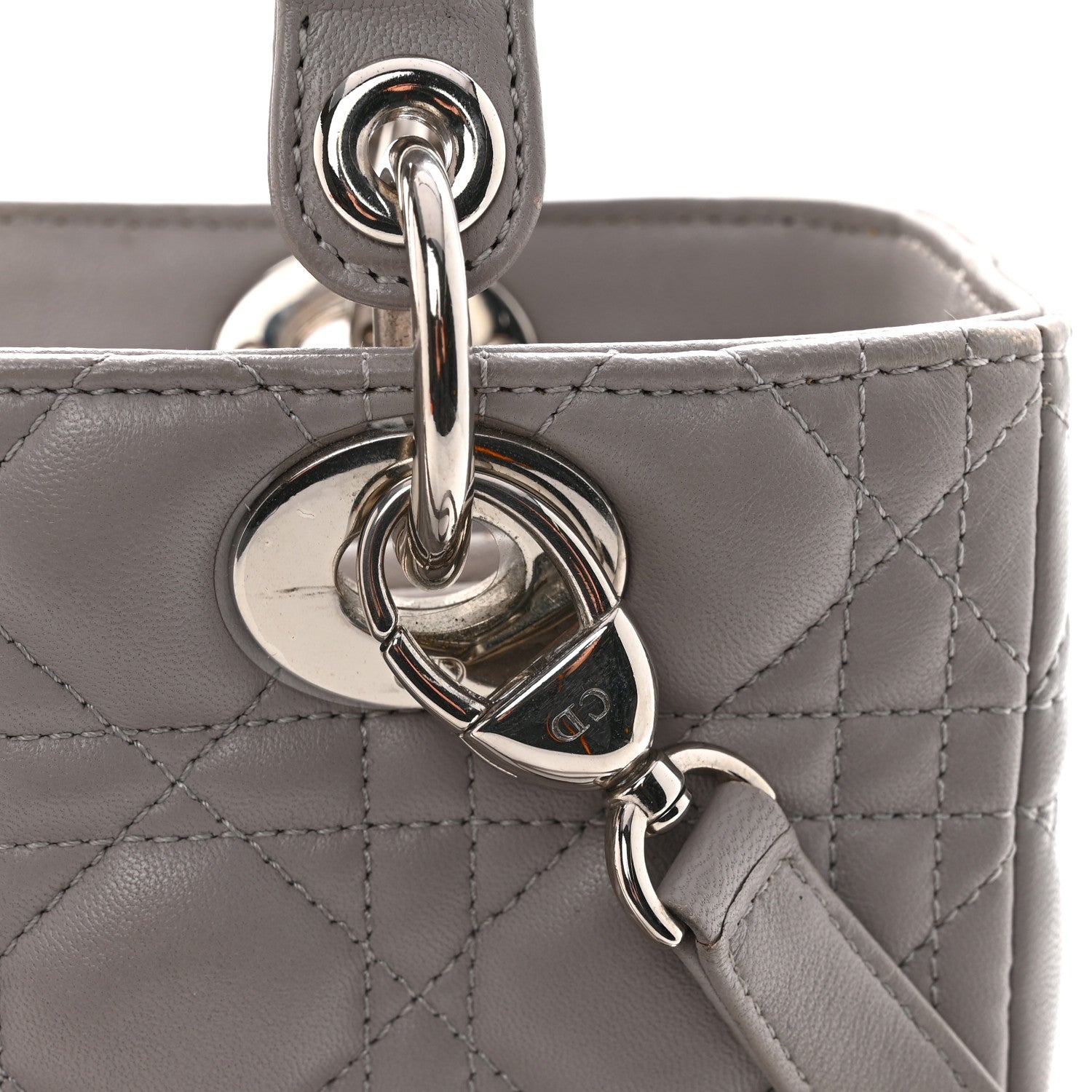 Christian Dior Lambskin Cannage Medium Lady Dior Grey