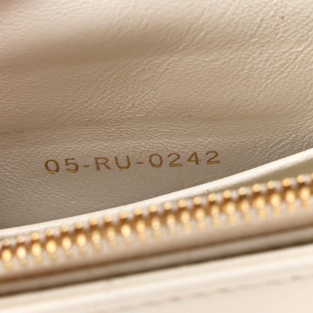 Christian Dior Calfskin Macrocannage Mini Caro Bag White