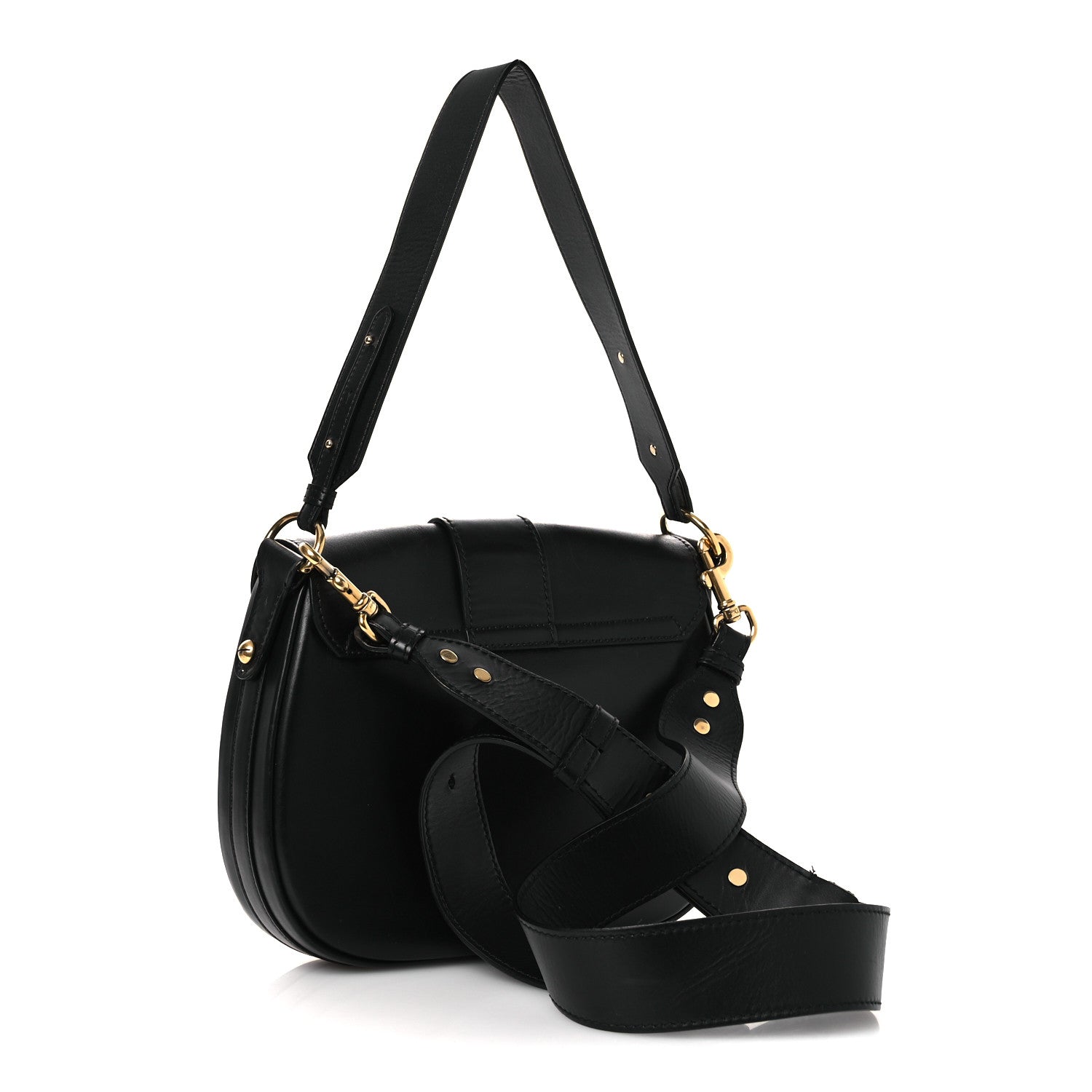 Christian Dior Calfskin D Fence Saddle Bag Black