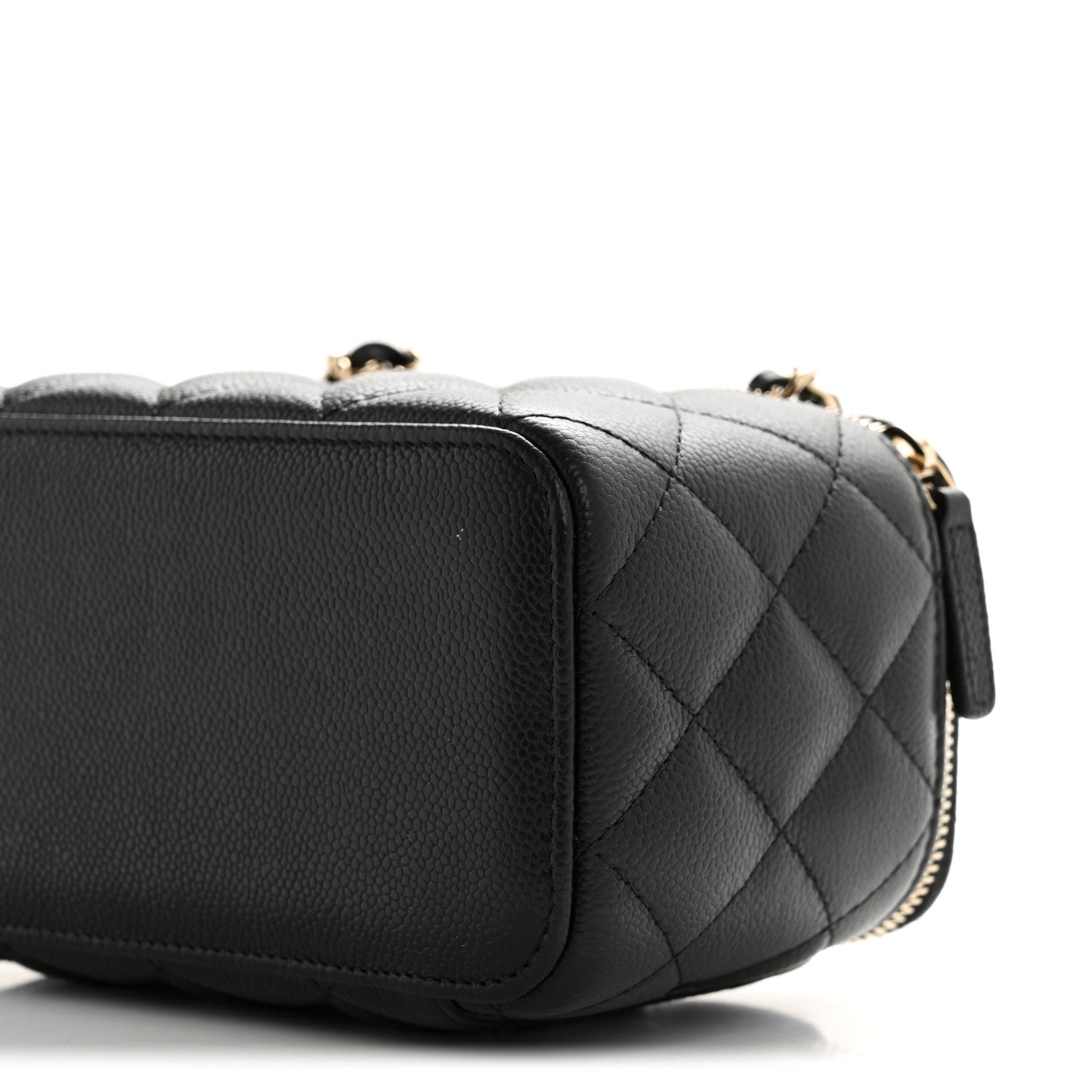 Chanel Caviar Quilted Small Tiny CC Vanity Case With Chain Black