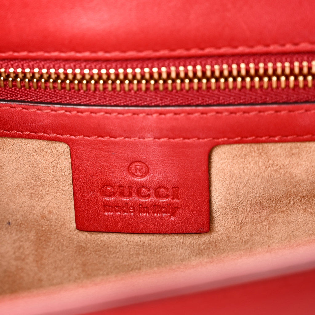 Gucci Calfskin Small Sylvie Shoulder Bag Hibiscus Red