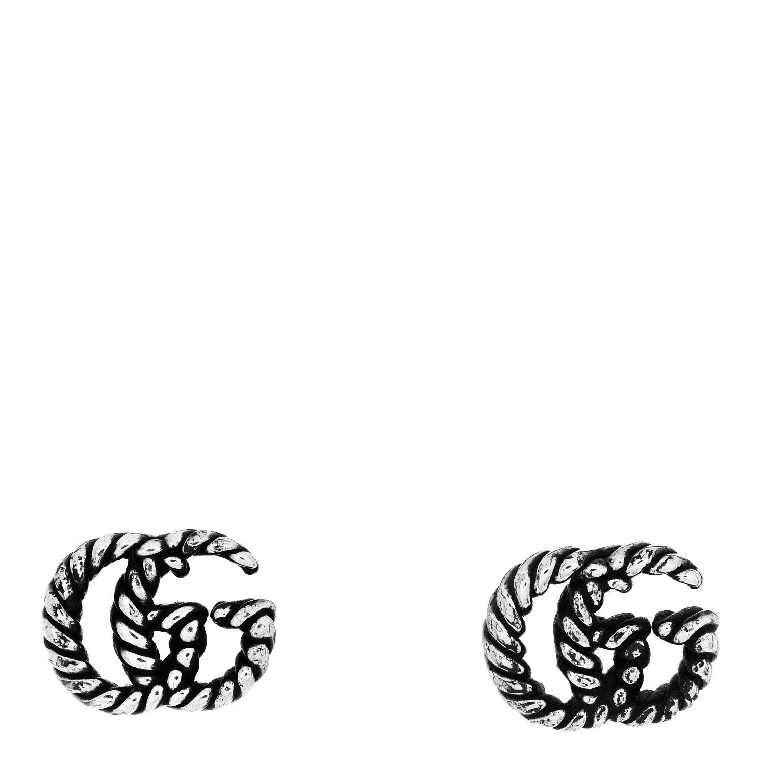 Gucci Sterling Silver Torchon Double G Earrings