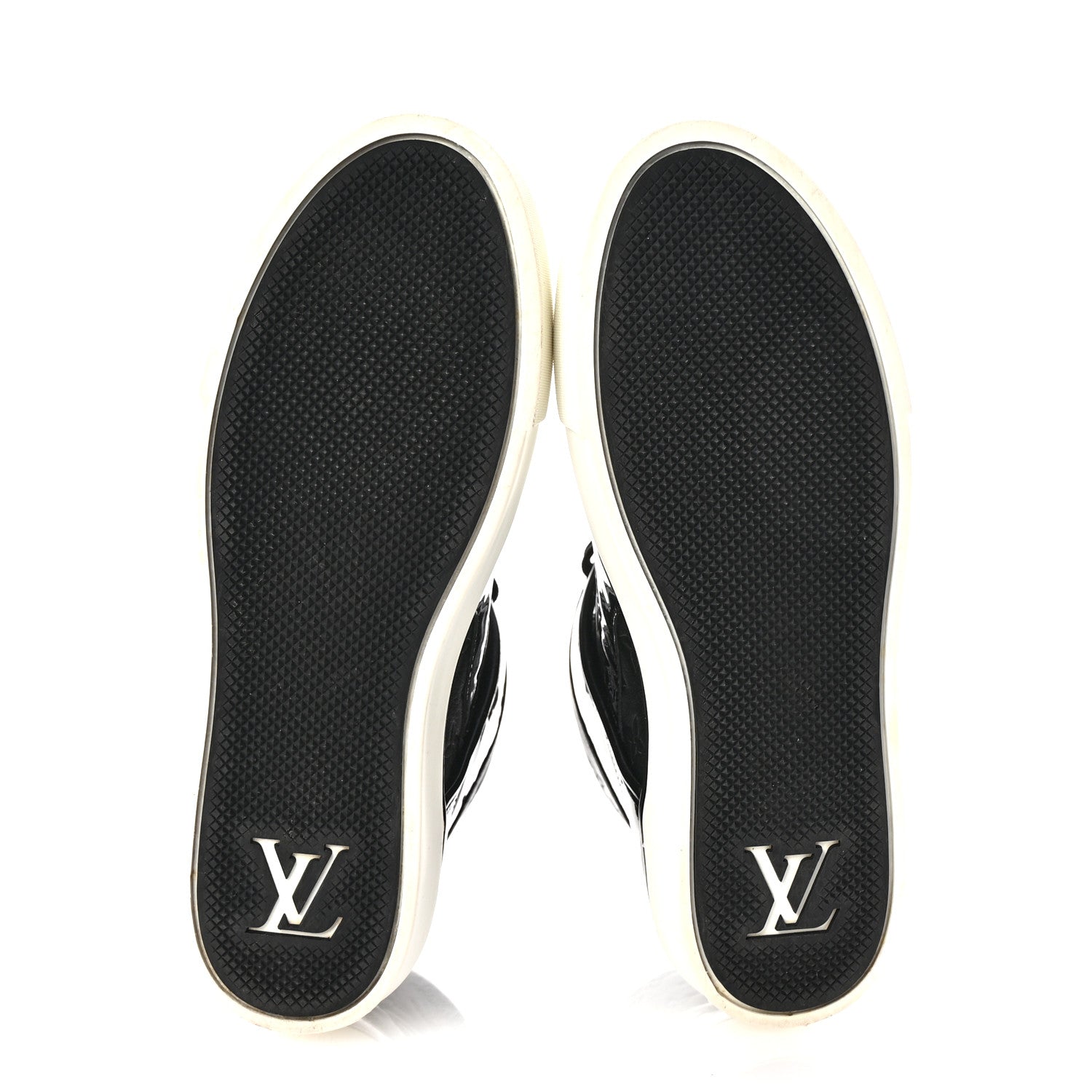 Louis Vuitton Patent Calfskin Monogram High Top Sneakers 36 Black