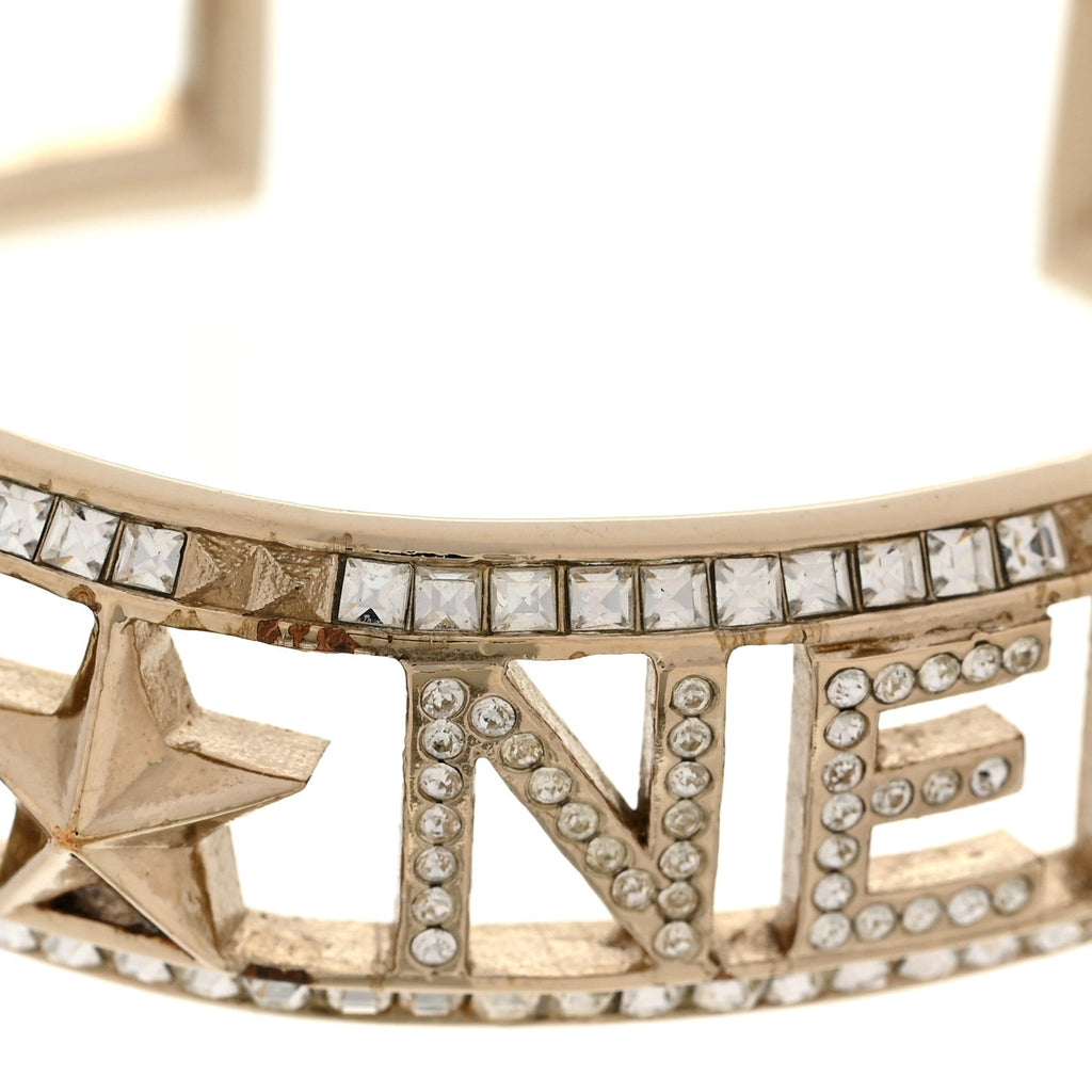 Crystal Baguette Logo Cuff Bracelet Gold