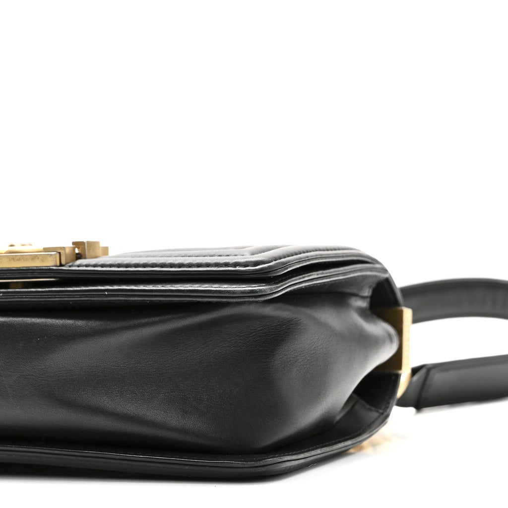 Chanel Metallic Crumpled Goatskin Small Boy Flap Black Gold