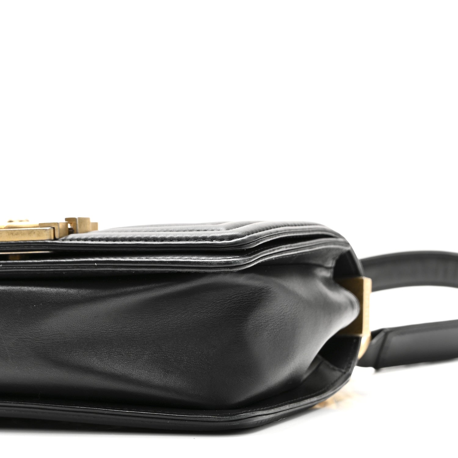 Chanel Metallic Crumpled Goatskin Small Boy Flap Black Gold