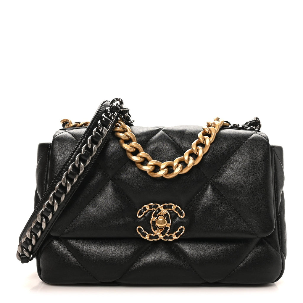 Chanel Lambskin Quilted Medium Chanel 19 Flap Black