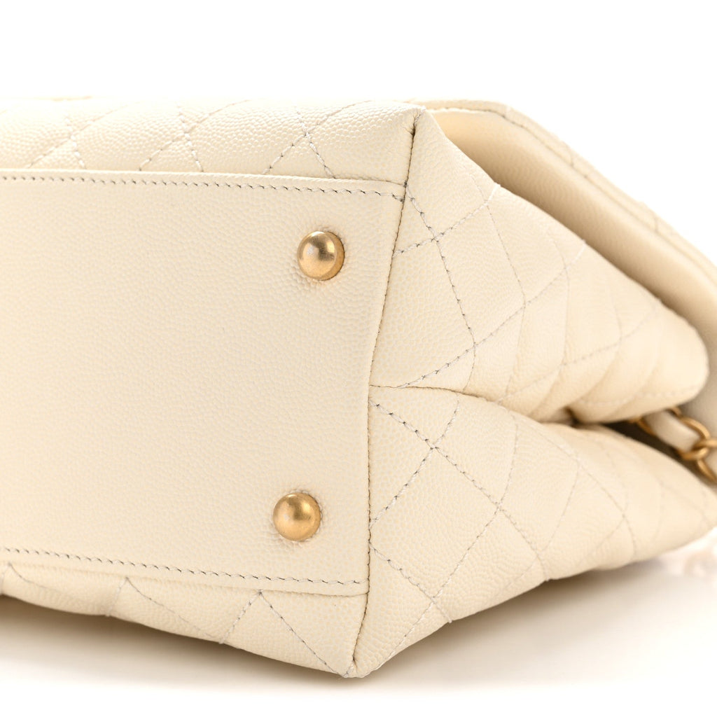 Chanel Caviar Lizard Quilted Small Coco Handle Flap Ivory
