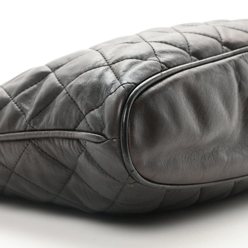 Chanel Calfskin Quilted CC Shopping Tote Black