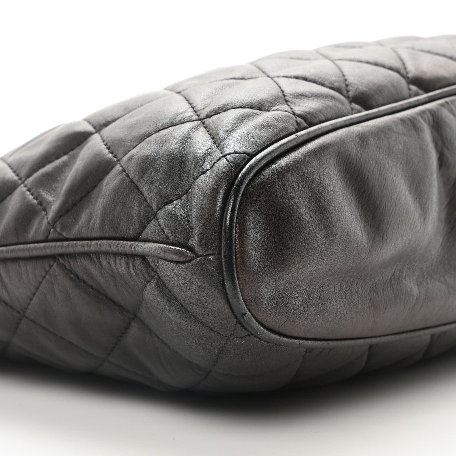 Chanel Calfskin Quilted CC Shopping Tote Black