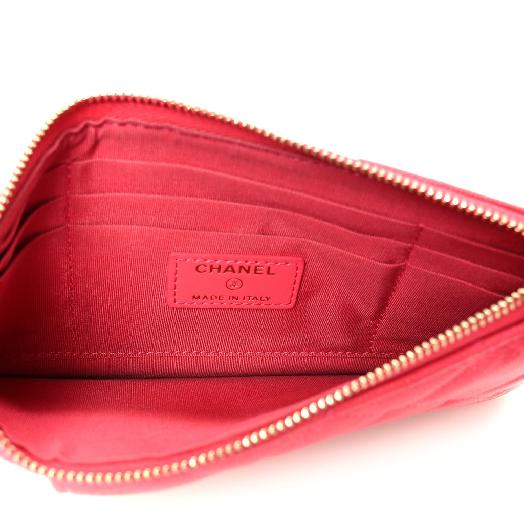 Caviar Quilted French New Wave Flat Wallet Pouch Pink