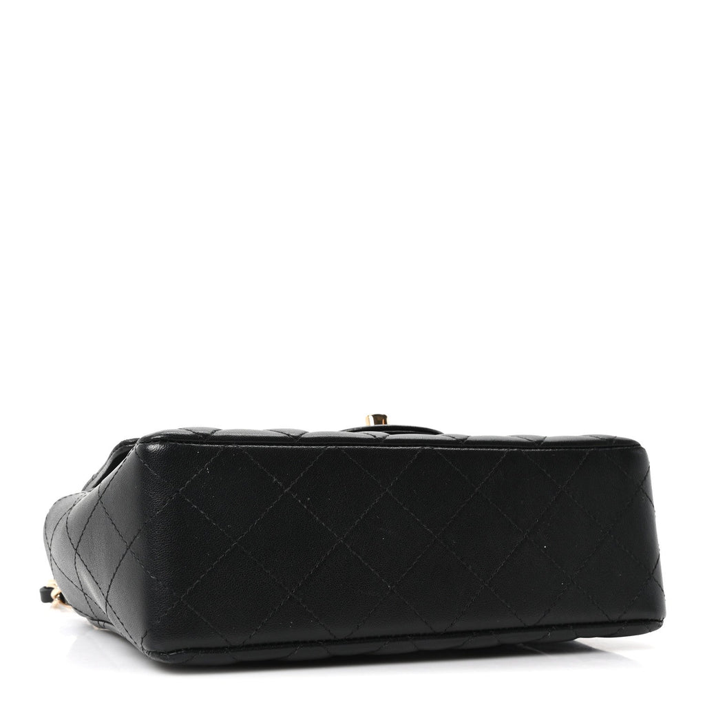 Chanel Lambskin Quilted Mini Rectangular Flap Black