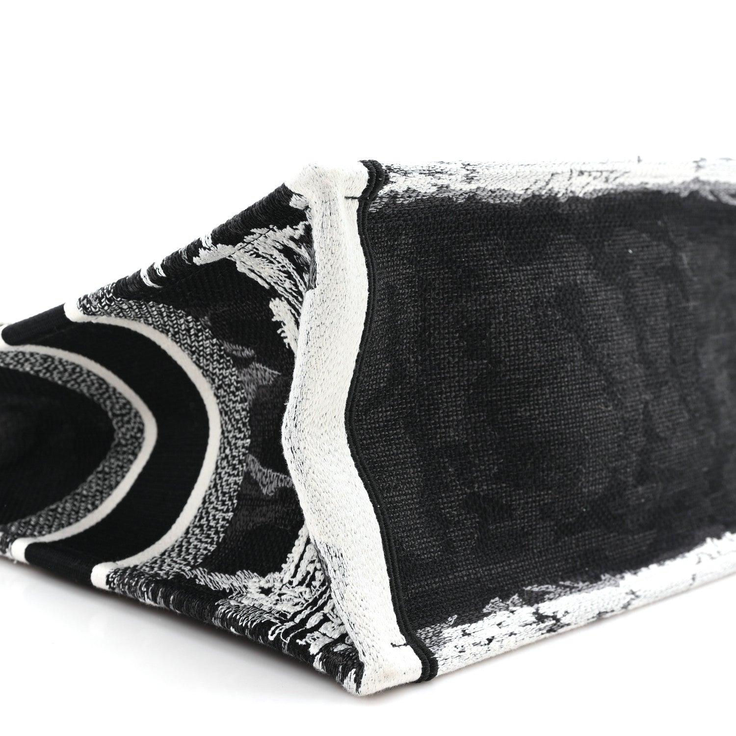 Christian Dior Canvas Embroidered Medium Paris Book Tote Black White