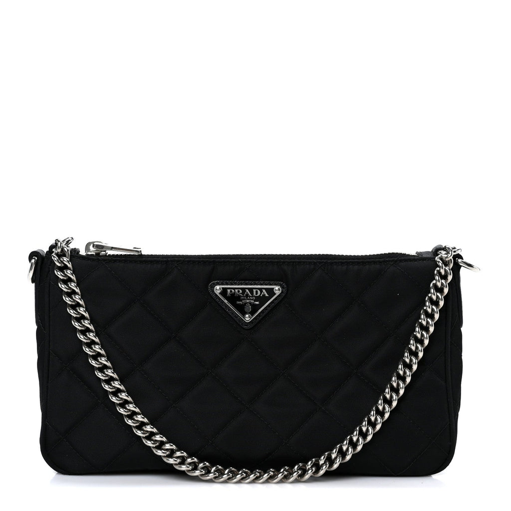 Prada Nylon Tessuto Impuntu Quilted Crossbody Bag Black