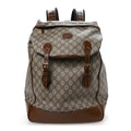Gucci GG Supreme Monogram Azalea Calfskin Medium Retro Interlocking G Buckle Backpack Beige Ebony Brown Sugar