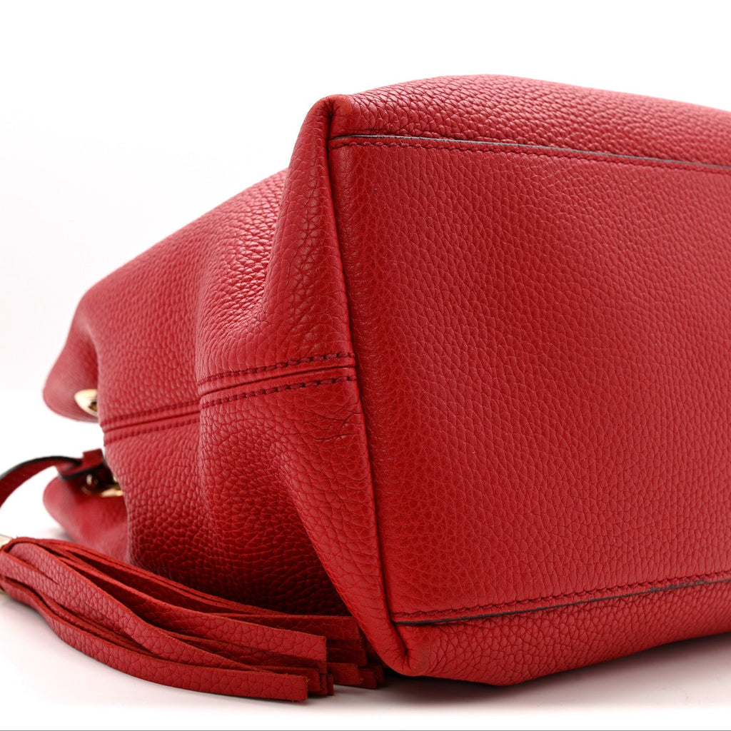 Gucci Pebbled Calfskin Medium Soho Chain Shoulder Bag Tabasco Red
