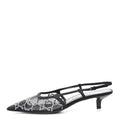 Gucci Tela Retino Kid Scamosciato Crystal GG Monogram Square G 35mm Slingback Pumps 39.5 Black