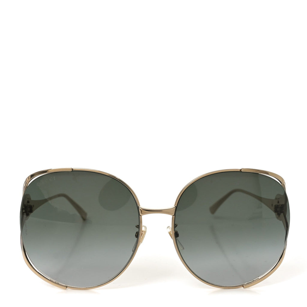 Gucci Metal Oversized Round Frame GG0225S Sunglasses Gold