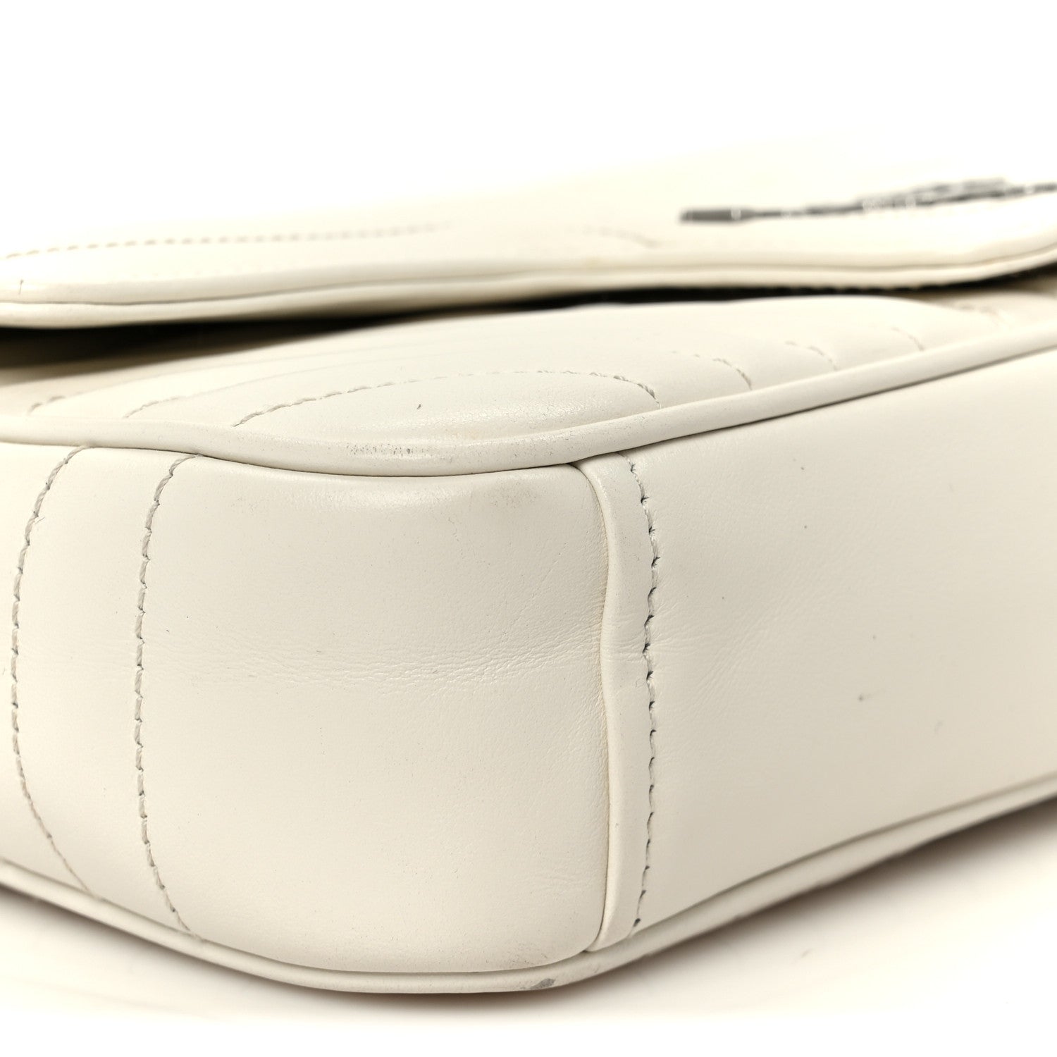 Prada Soft Calfskin Impunture Diagramme Medium Chain Flap Shoulder Bag White