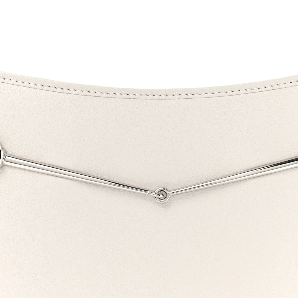Gucci Calfskin Horsebit Slim Shoulder Bag White