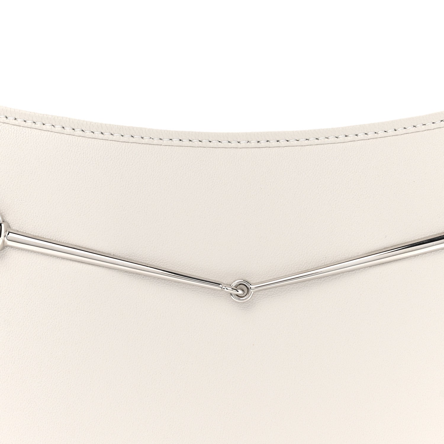 Gucci Calfskin Horsebit Slim Shoulder Bag White