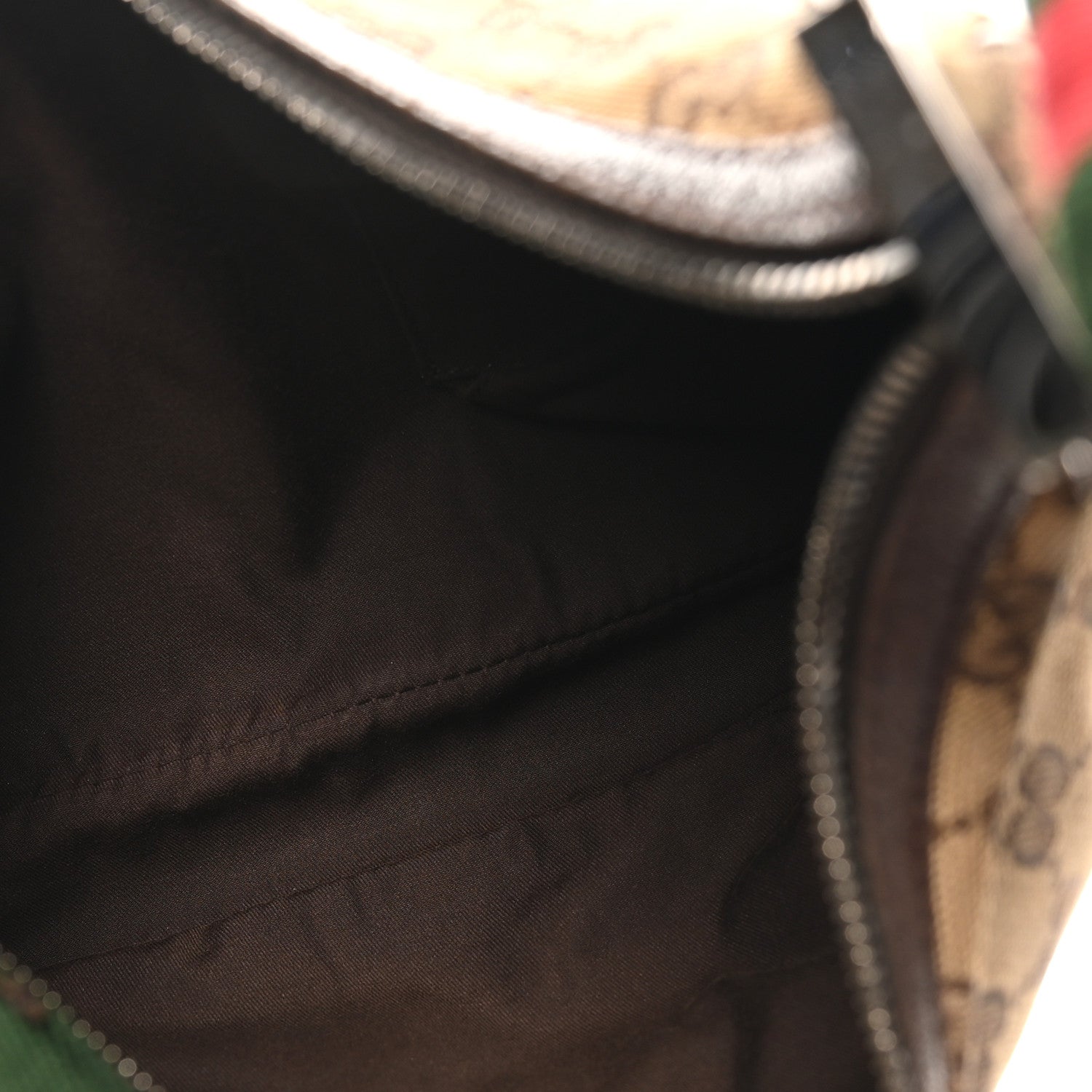 Gucci Monogram Web Medium Half Moon Hobo Dark Brown
