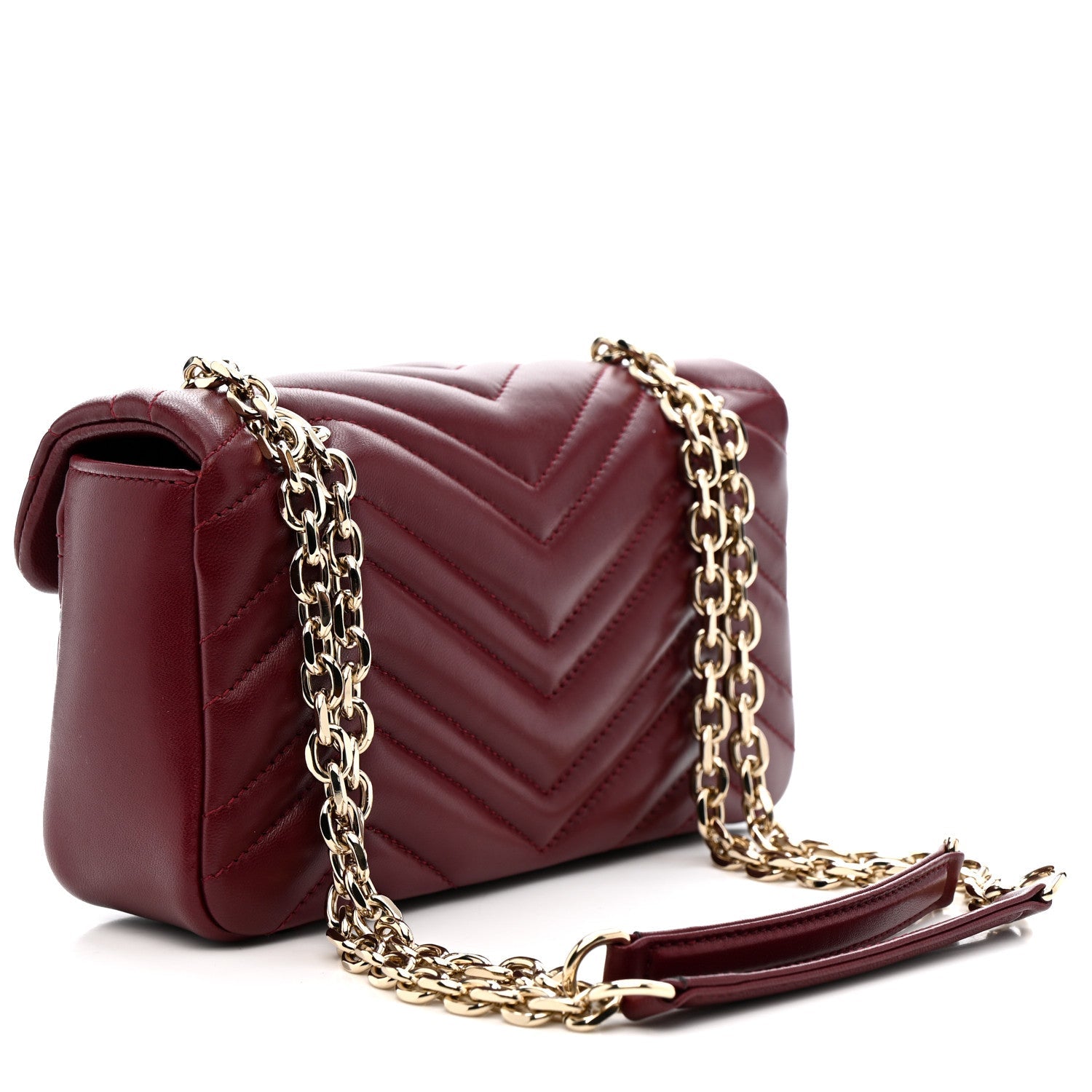 Gucci Lambskin Matelasse Small GG Marmont Shoulder Bag Rosso Ancora