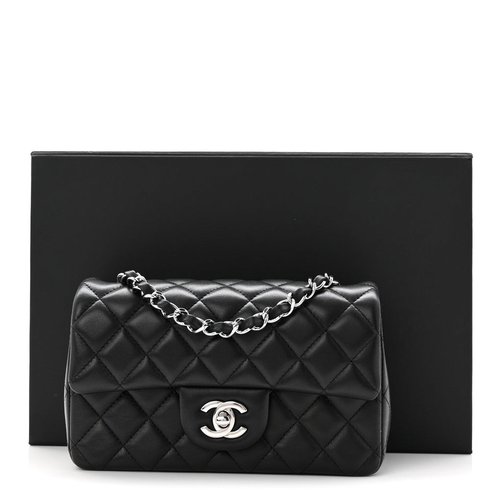 Chanel Lambskin Quilted Mini Rectangular Flap Black