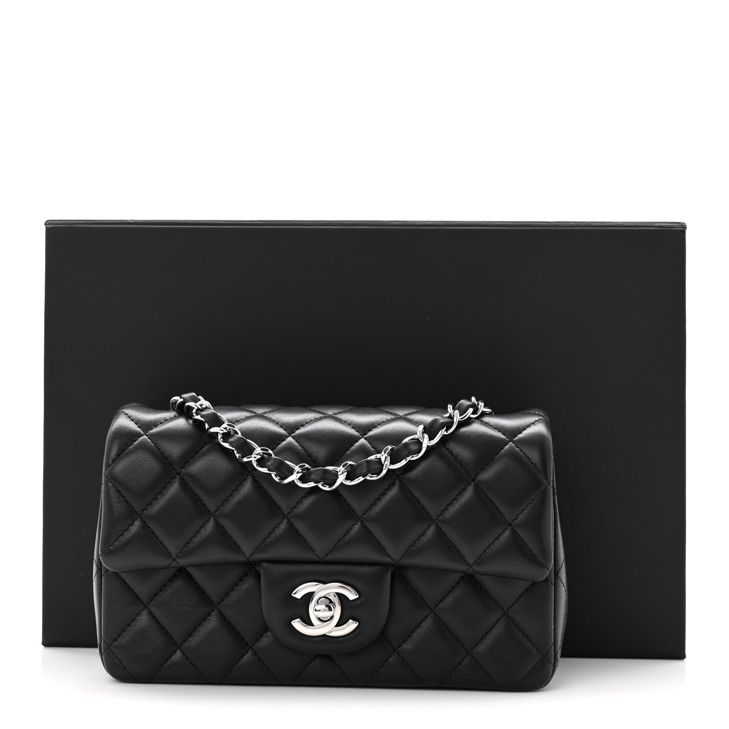 Chanel Lambskin Quilted Mini Rectangular Flap Black