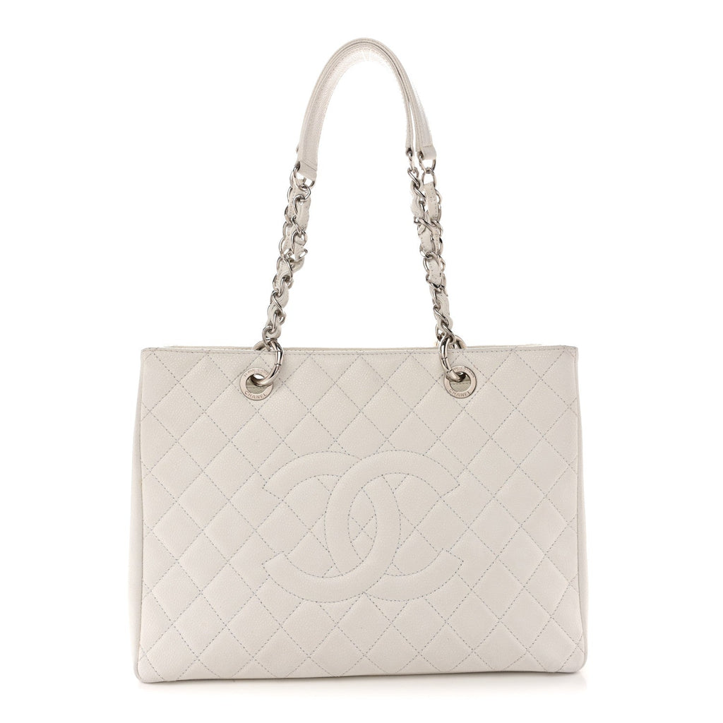 Chanel Caviar Quilted Grand Shopping Tote GST White