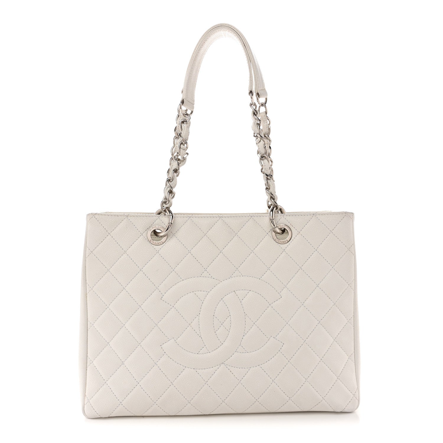 Chanel Caviar Quilted Grand Shopping Tote GST White