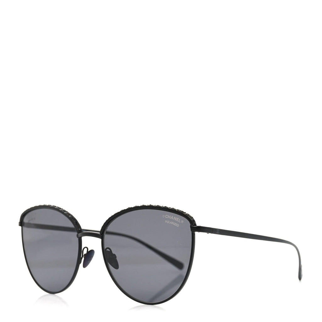 Metal Crystal Polarized Sunglasses 4258-B Black
