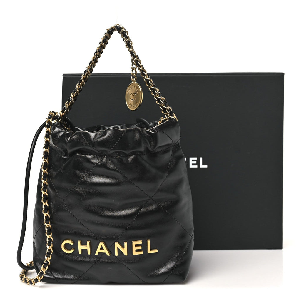Chanel Shiny Calfskin Quilted Mini Chanel 22 Black