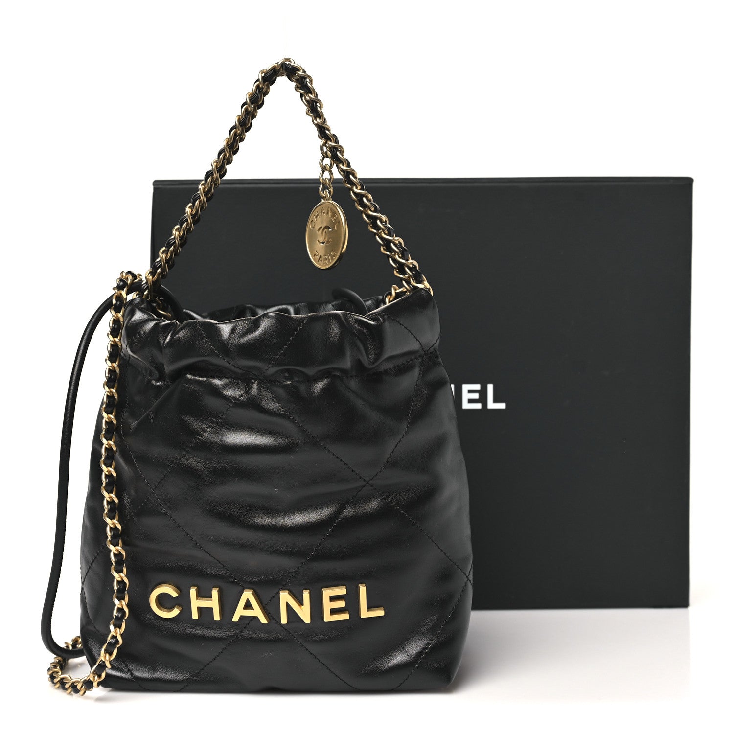 Chanel Shiny Calfskin Quilted Mini Chanel 22 Black