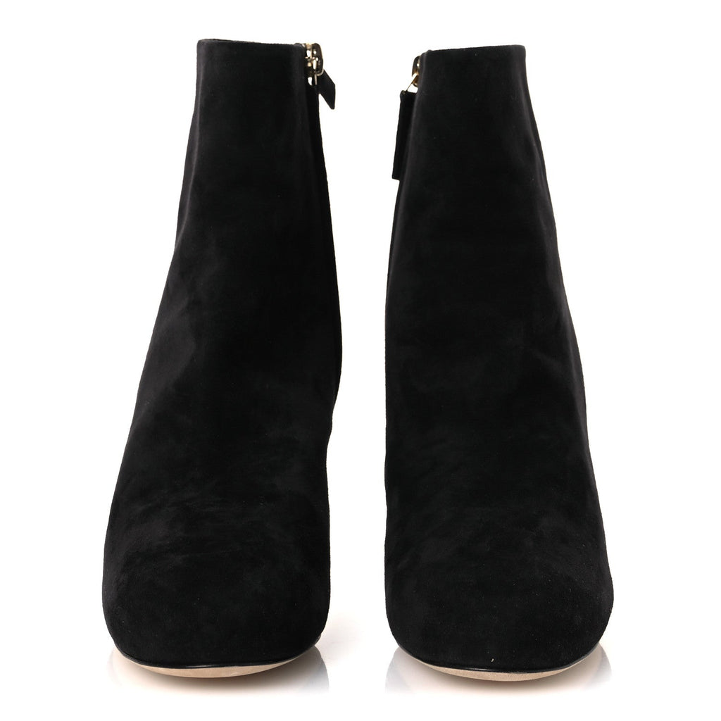 Chanel Suede Grosgrain CC Short Boots 36.5 Black