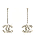 Baguette Crystal CC Drop Earrings Silver